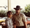 me with mum in 1982 on way to work in the outback
