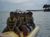 Enjoying the banana boat riding with friends