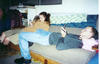 My brother and I playing on eachother's cell phones