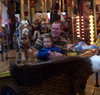 My nephew and I riding the carousel. 
