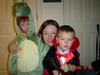 My sister with her kids on Halloween night