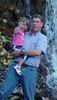 My youngest and me playing by a waterfall