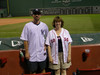 Sharon at Fenway Park with a Yankee Fan